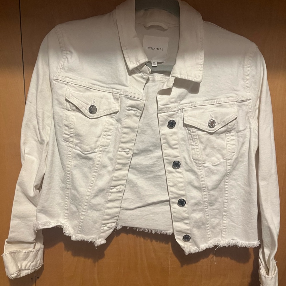 Dynamite Cream Cropped Jean Jacket